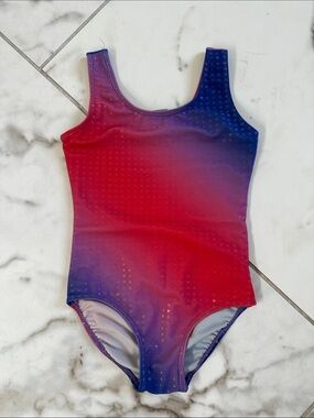 Danskin Pink to Blue Gradient w/ Stars Print Kids Gymnastics Leotard